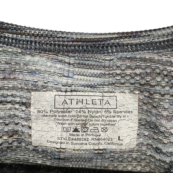 Athleta Ruched Racerback Tank Top Size L Gray Space Dye Yoga Seamless Quick Dry - Picture 5 of 7